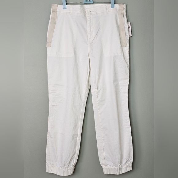 The Richie Slim Joggers By Anthropologie | Striped Seam, Elastic Cuff, White, 12 - Picture 8 of 16